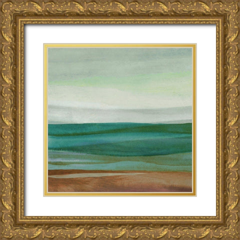 Shoreside II Gold Ornate Wood Framed Art Print with Double Matting by Watts, Eva