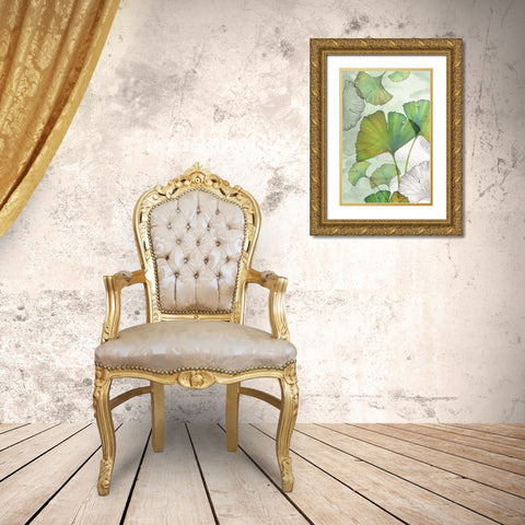 Ginkgo I Gold Ornate Wood Framed Art Print with Double Matting by Watts, Eva