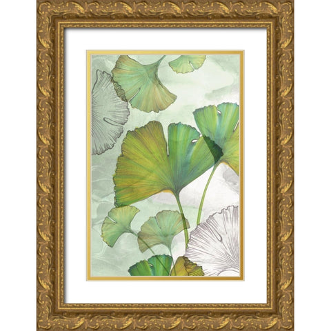 Ginkgo I Gold Ornate Wood Framed Art Print with Double Matting by Watts, Eva