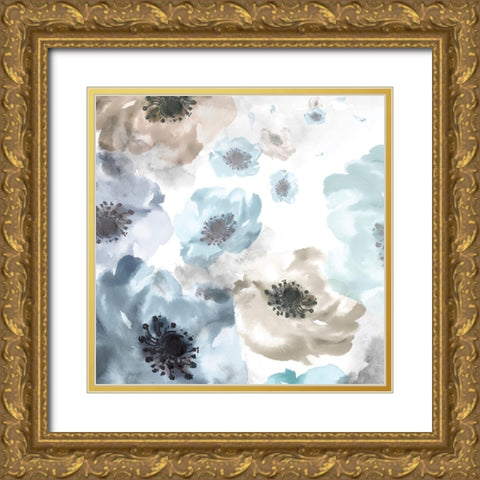 Soft Cascade I Gold Ornate Wood Framed Art Print with Double Matting by Watts, Eva