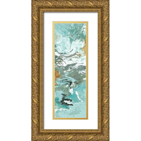 Green Marble III  Gold Ornate Wood Framed Art Print with Double Matting by Watts, Eva