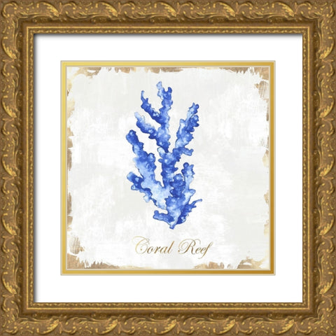 Blue Sea Coral  Gold Ornate Wood Framed Art Print with Double Matting by Watts, Eva
