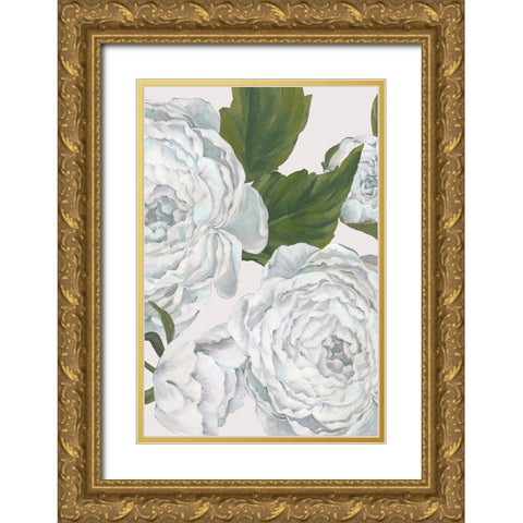 Grey Peony I  Gold Ornate Wood Framed Art Print with Double Matting by Watts, Eva