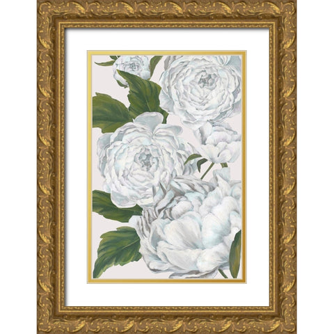 Grey Peony II Gold Ornate Wood Framed Art Print with Double Matting by Watts, Eva