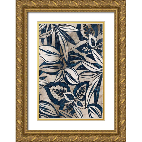 Blue Foliage II  Gold Ornate Wood Framed Art Print with Double Matting by Watts, Eva