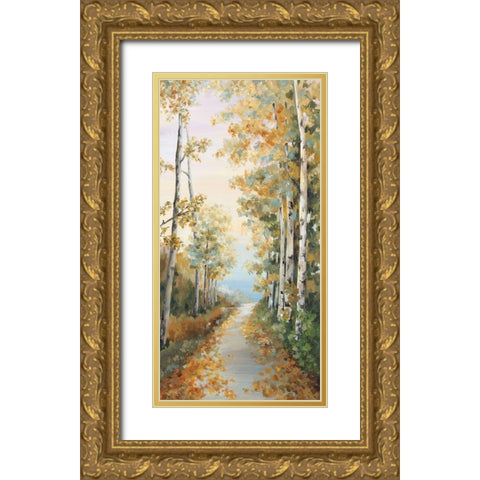 Path in the Forest  Gold Ornate Wood Framed Art Print with Double Matting by Watts, Eva