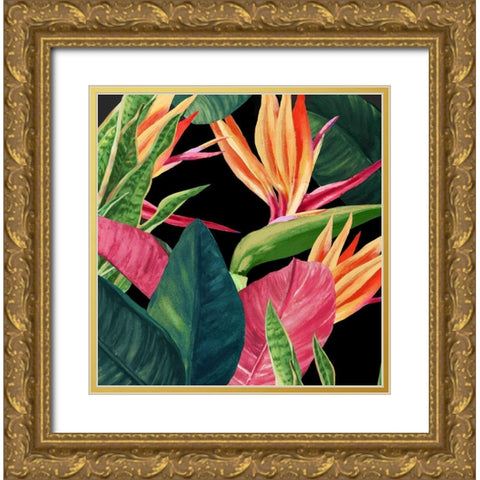 Green Palms  Gold Ornate Wood Framed Art Print with Double Matting by Watts, Eva