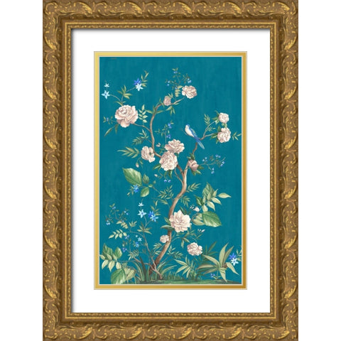 Silk Night Gold Ornate Wood Framed Art Print with Double Matting by Watts, Eva