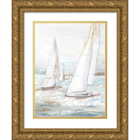 Windswept Sails II Gold Ornate Wood Framed Art Print with Double Matting by Watts, Eva