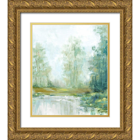 Jade Forest II Gold Ornate Wood Framed Art Print with Double Matting by Watts, Eva