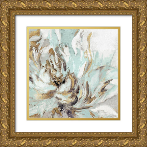 Touch of Teal I  Gold Ornate Wood Framed Art Print with Double Matting by Watts, Eva