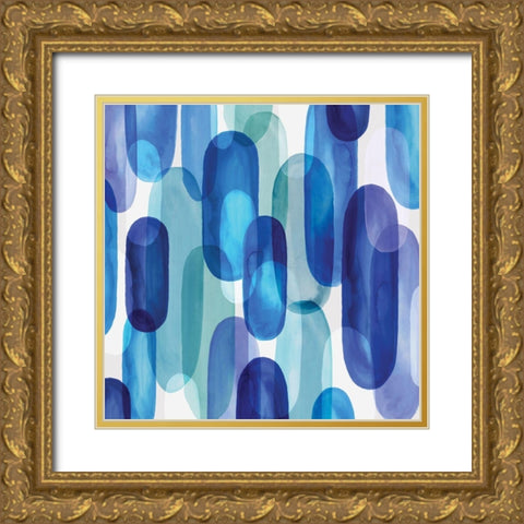 Groovy Blue II Gold Ornate Wood Framed Art Print with Double Matting by Watts, Eva