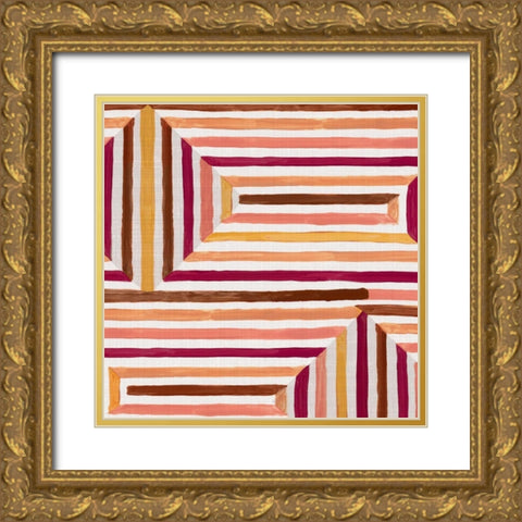 Mayan Labyrinth II Gold Ornate Wood Framed Art Print with Double Matting by Watts, Eva