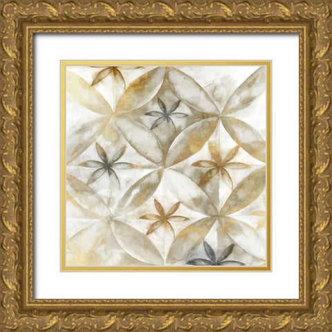 Neutral Rustic Tile Gold Ornate Wood Framed Art Print with Double Matting by Watts, Eva