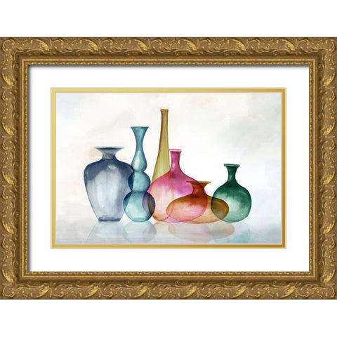 Fall Colour Bottles  Gold Ornate Wood Framed Art Print with Double Matting by Watts, Eva