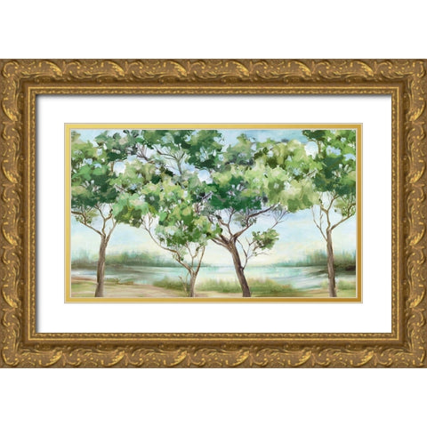 Summer Green Forest I  Gold Ornate Wood Framed Art Print with Double Matting by Watts, Eva