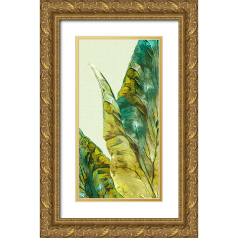 Tropical Green Leaves I  Gold Ornate Wood Framed Art Print with Double Matting by Watts, Eva