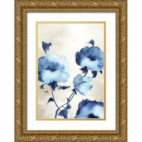 Silky Floral II Gold Ornate Wood Framed Art Print with Double Matting by Watts, Eva