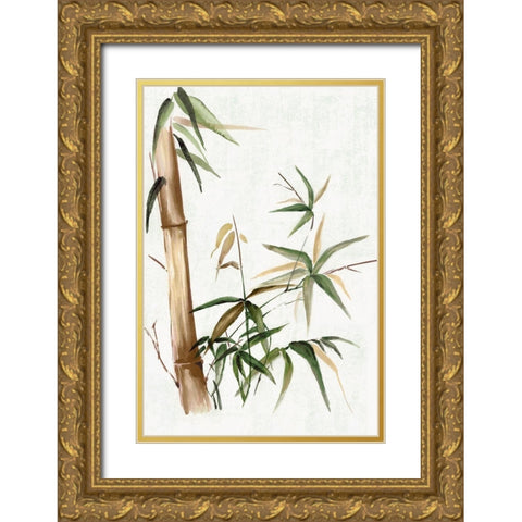Green Bamboo I Gold Ornate Wood Framed Art Print with Double Matting by Watts, Eva