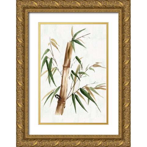 Green Bamboo II Gold Ornate Wood Framed Art Print with Double Matting by Watts, Eva