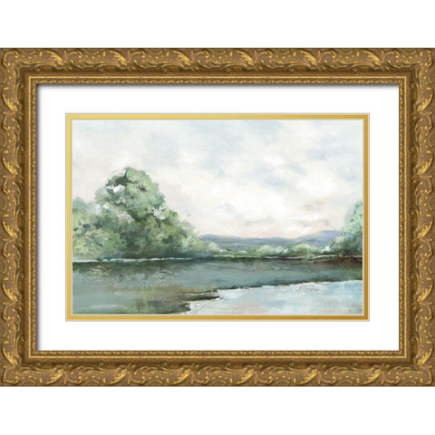 Rice Lake  Gold Ornate Wood Framed Art Print with Double Matting by Watts, Eva