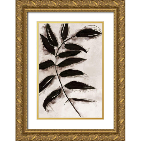 Leaves II  Gold Ornate Wood Framed Art Print with Double Matting by Watts, Eva