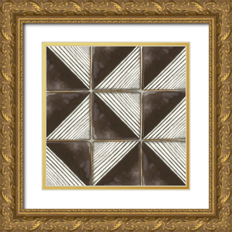 Square Tiles II  Gold Ornate Wood Framed Art Print with Double Matting by Watts, Eva