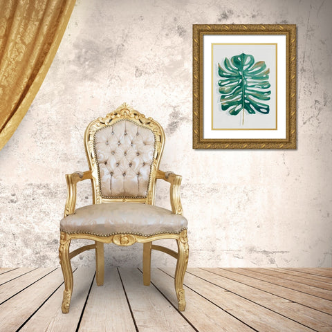 Modern Tropic Leaf II  Gold Ornate Wood Framed Art Print with Double Matting by Watts, Eva