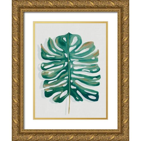 Modern Tropic Leaf II  Gold Ornate Wood Framed Art Print with Double Matting by Watts, Eva