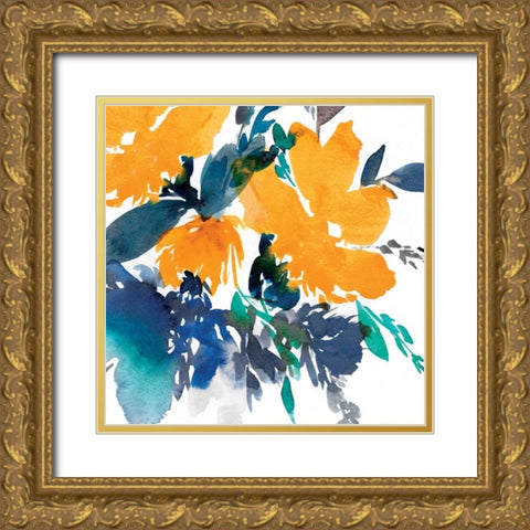 Indigo Flower I Gold Ornate Wood Framed Art Print with Double Matting by Isabelle Z