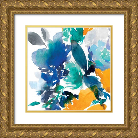 Indigo Flower II Gold Ornate Wood Framed Art Print with Double Matting by Isabelle Z