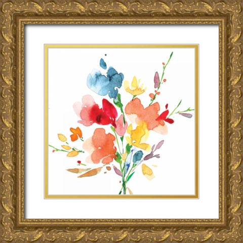 Bouquet Gold Ornate Wood Framed Art Print with Double Matting by Isabelle Z