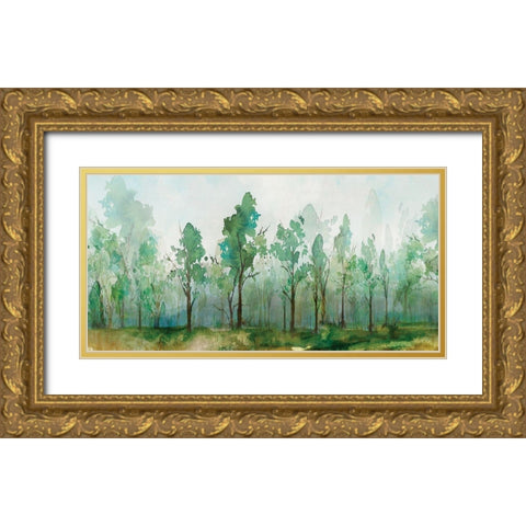 Faded Green Gold Ornate Wood Framed Art Print with Double Matting by Isabelle Z
