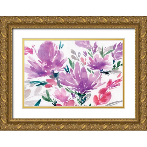 Purplicious Gold Ornate Wood Framed Art Print with Double Matting by Isabelle Z