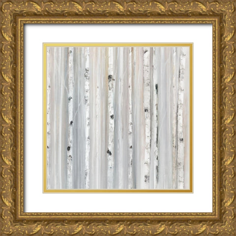 Soft Blue Birches II Gold Ornate Wood Framed Art Print with Double Matting by Isabelle Z