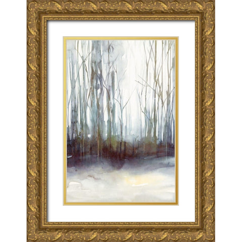 Winter Storm Gold Ornate Wood Framed Art Print with Double Matting by Isabelle Z