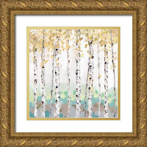 Golden Treescape Gold Ornate Wood Framed Art Print with Double Matting by Isabelle Z