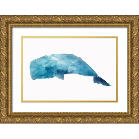 Whale Gold Ornate Wood Framed Art Print with Double Matting by Isabelle Z