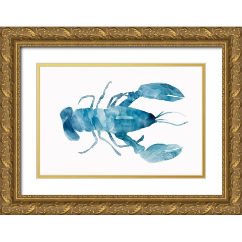 Blue Lobster Gold Ornate Wood Framed Art Print with Double Matting by Isabelle Z