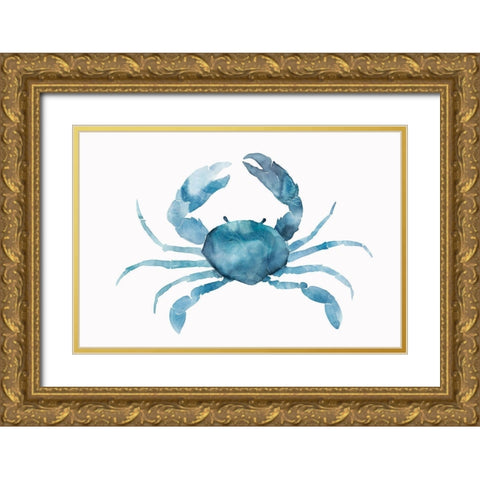 Blue Crab Gold Ornate Wood Framed Art Print with Double Matting by Isabelle Z