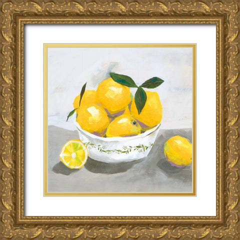 Lemons Gold Ornate Wood Framed Art Print with Double Matting by Isabelle Z