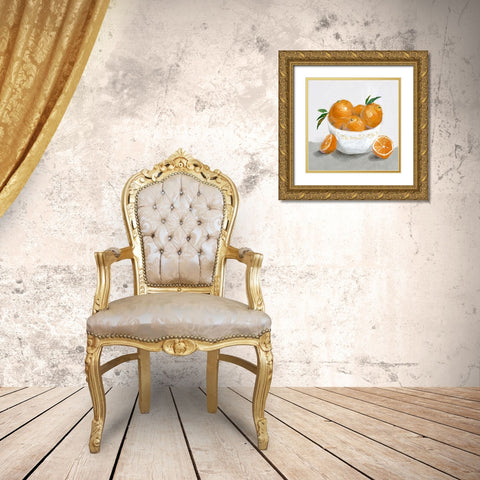 Oranges Gold Ornate Wood Framed Art Print with Double Matting by Isabelle Z