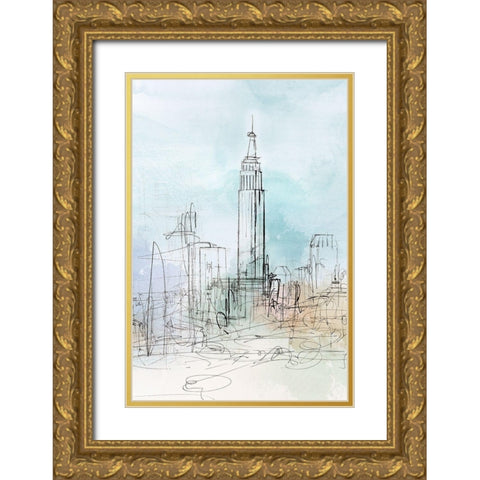 Blue London  Gold Ornate Wood Framed Art Print with Double Matting by Isabelle Z