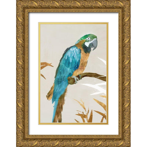 Blue Parrot I Gold Ornate Wood Framed Art Print with Double Matting by Isabelle Z