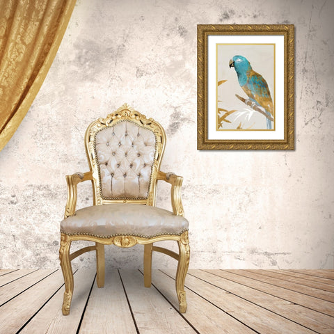 Blue Parrot II Gold Ornate Wood Framed Art Print with Double Matting by Isabelle Z