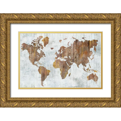 World Map II  Gold Ornate Wood Framed Art Print with Double Matting by Isabelle Z
