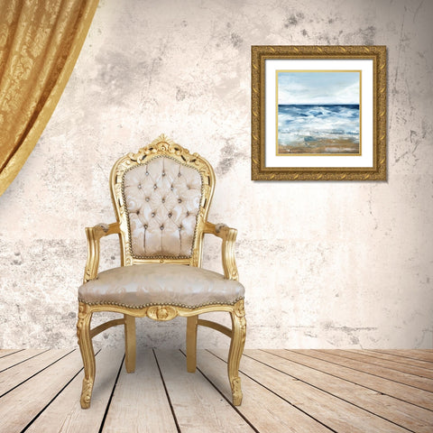 Blue Ocean II  Gold Ornate Wood Framed Art Print with Double Matting by Isabelle Z