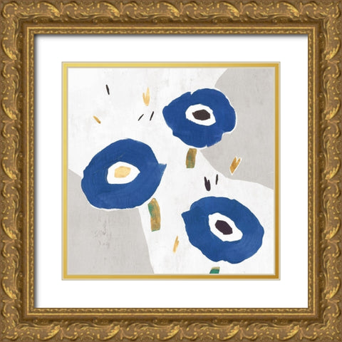 Blue Cluster I  Gold Ornate Wood Framed Art Print with Double Matting by Isabelle Z