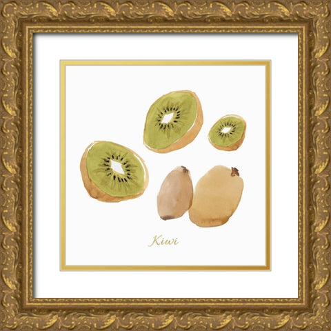 Kiwis  Gold Ornate Wood Framed Art Print with Double Matting by Isabelle Z