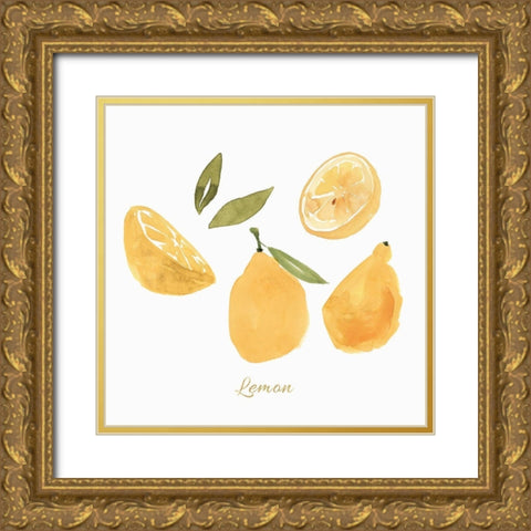 Fresh Lemons Gold Ornate Wood Framed Art Print with Double Matting by Isabelle Z